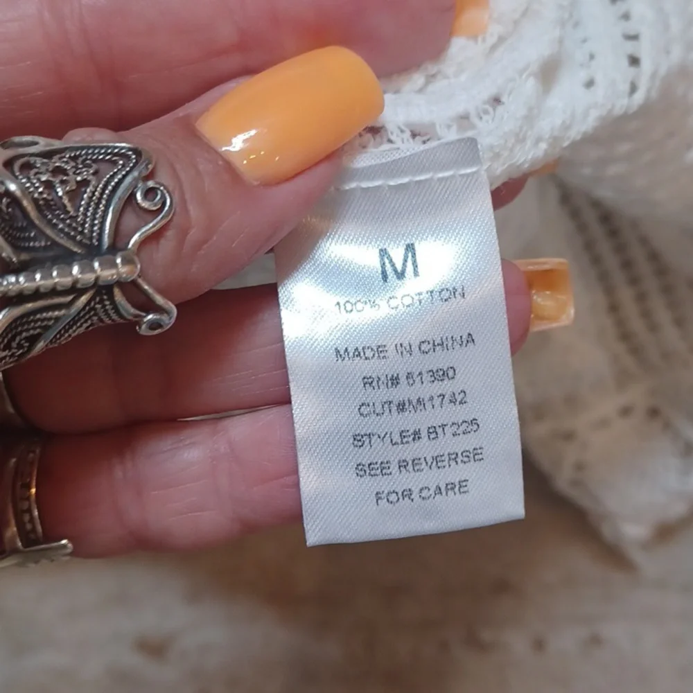 NWT Misia Creamy White Cotton Crochet Knit Unique Cover-Up - Picture 9 of 9